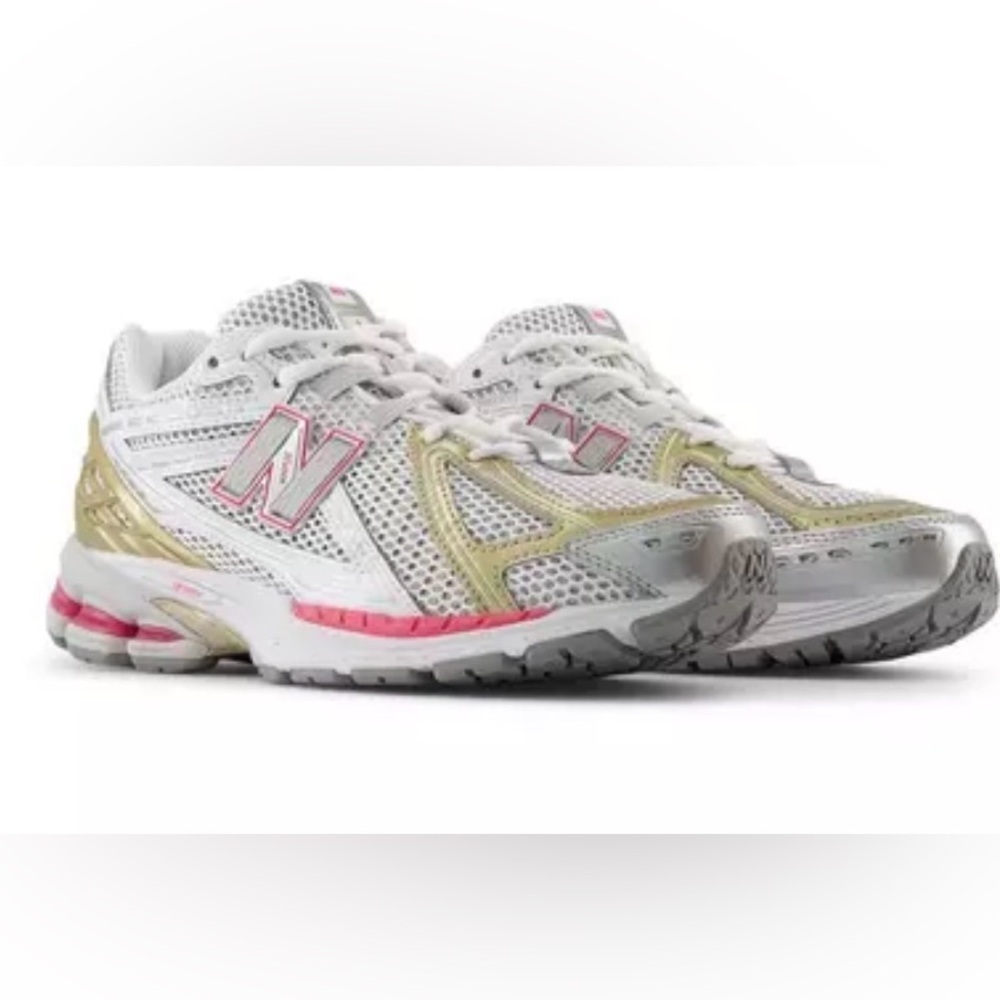 New Balance Women’s White Pink and Gold Running Sneakers
